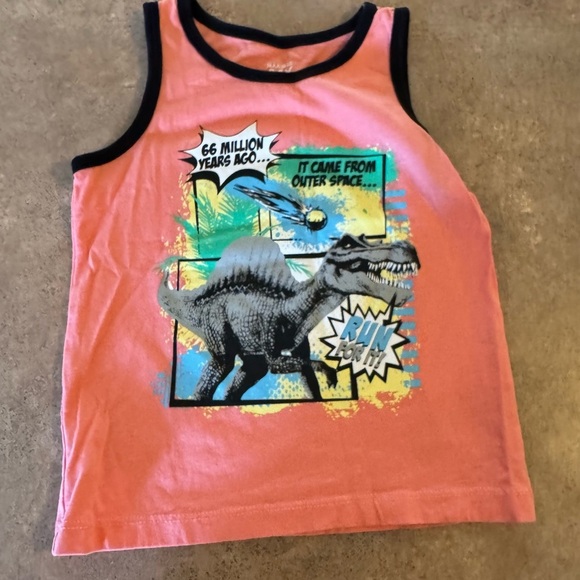 2 PACK! 3T Dinosaur Graphic Kids Tank Tops - Picture 2 of 7